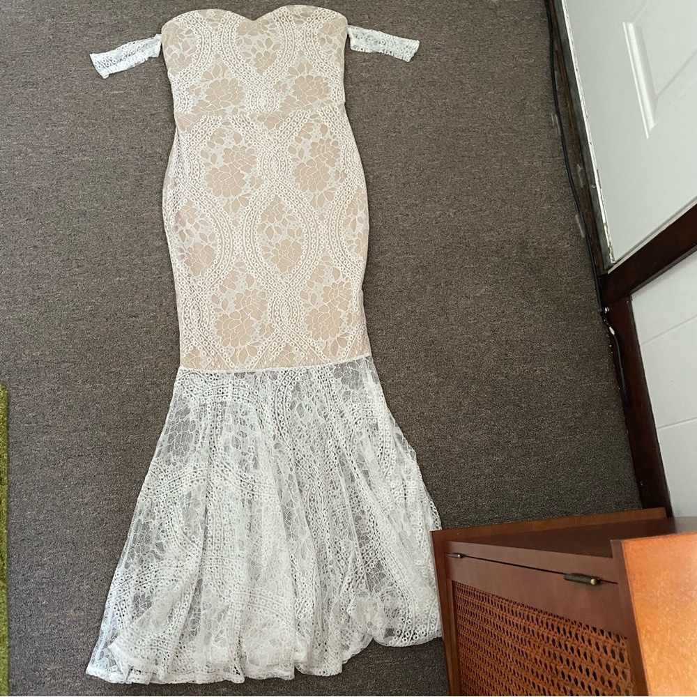 I Saw It First Bardot Dress - White Lace, Size - 6